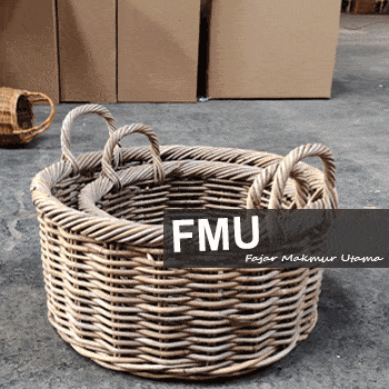 Wicker Planters Basket Set Of 2 Indonesian Rattan Baskets