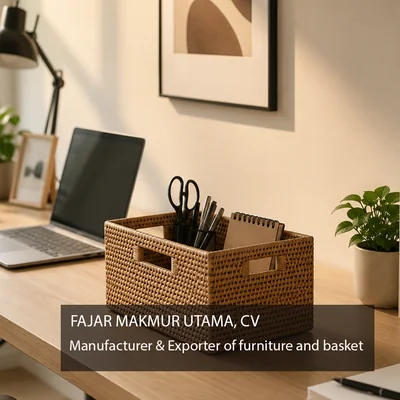 Rattan file basket