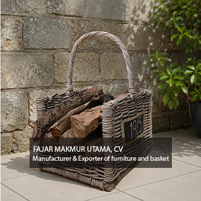 Fire log rattan basket