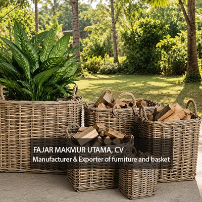 Set of 5 wicker baskets